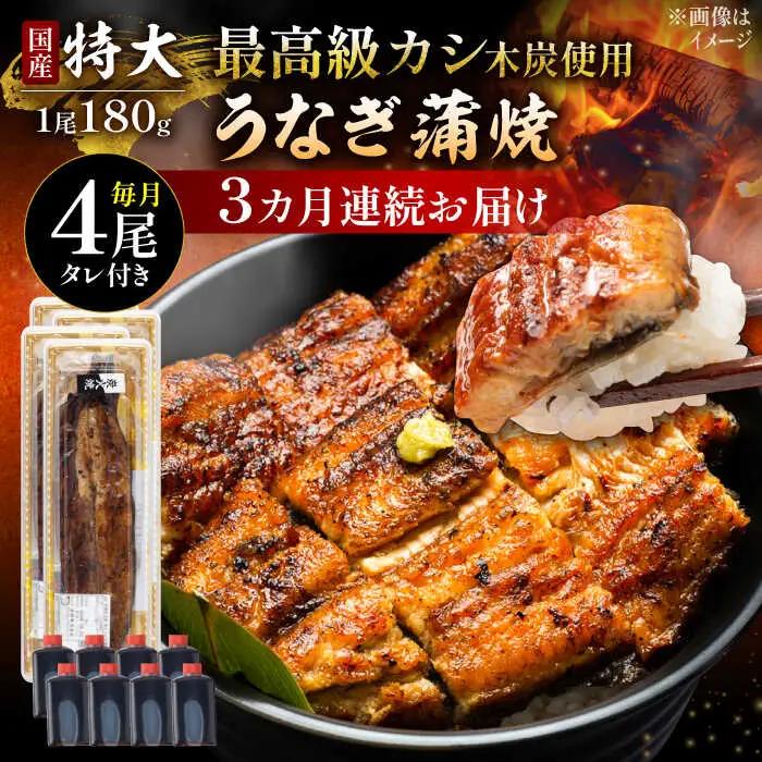 【3回定期便】 うなぎ蒲焼 国産 特大4尾 うなぎ [UDH044]
