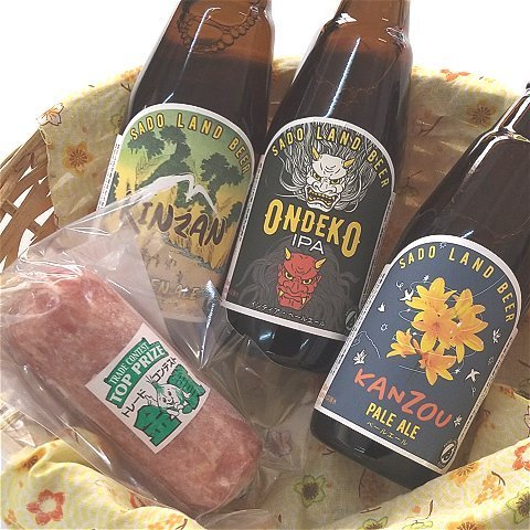 へんじんもっこの「たまとろサラミ」と佐渡の地ビール3本セット195949-0016
