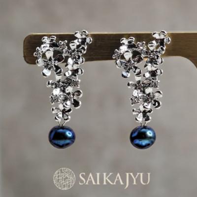 ふるさと納税 川口市 淡水パールピアス「花束」シルバー