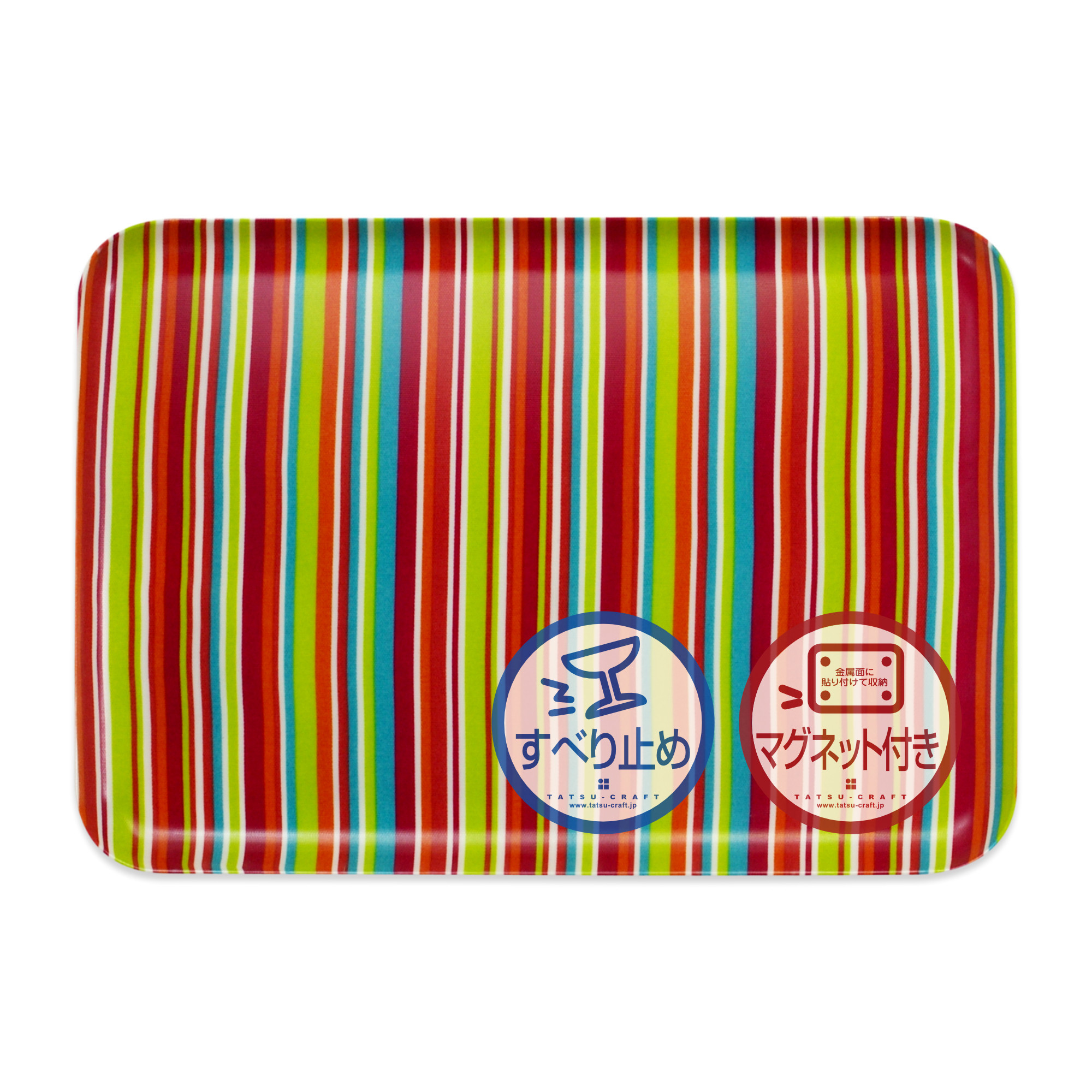 TATSU-CRAFT マグネットトレー M 33cm ミラノストライプ CP キャンディピンク すべり止め付き ［Tk1094］ 303446_DA90822