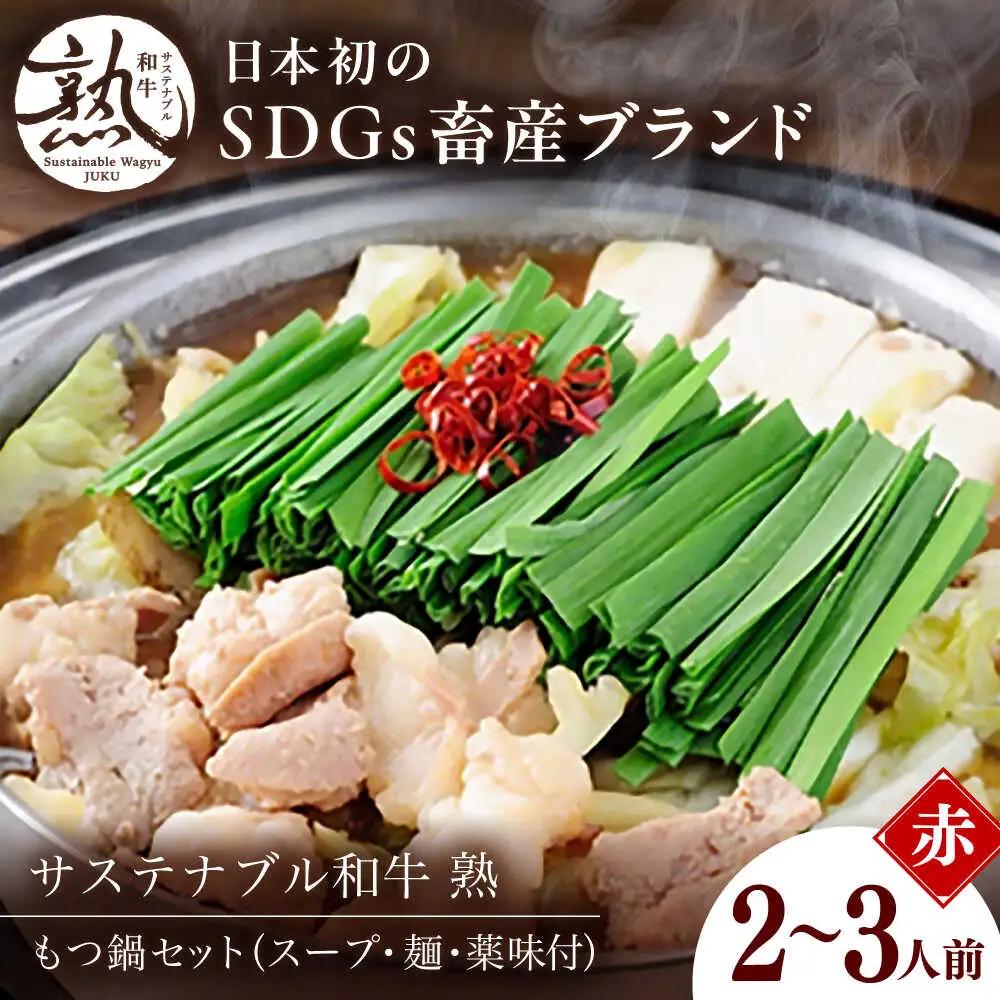 赤のもつ鍋セット 2-3人前 しょうゆ味 [AIAT005] もつ鍋
