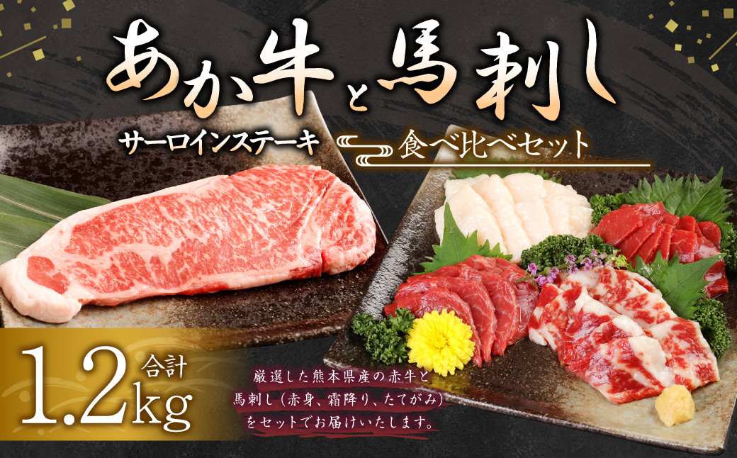 
あか牛すきやき・しゃぶしゃぶ用サーロイン肉1kg 馬刺し200g セット 合計 約1.2kg
