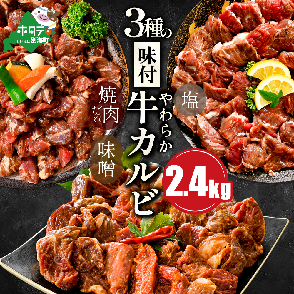 味付け カルビ 食べ比べ 3種 2.4kg（400g×6パック） 【NS0000048】