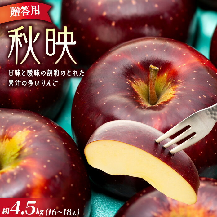 【ふるさと納税】贈答用 りんご 秋映 4.5kg 16～18玉 林檎 リンゴ 果物 くだもの フルーツ 旬の果物 旬のフルーツ ギフト 贈り物 プレゼント 信州 長野 長野県 　お届け：2025年10月上旬～10月下旬