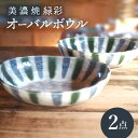 【ふるさと納税】【美濃焼】緑彩オーバルボウル2点 セット【リスの木食器工房】≪多治見市≫ 食器 皿 楕円 [TCT002]