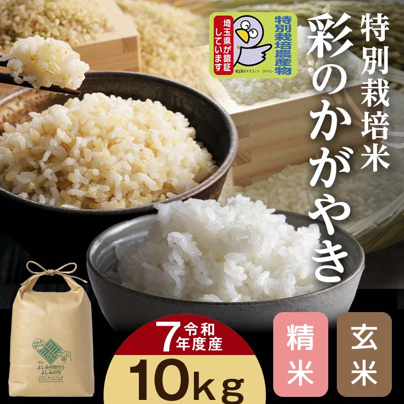 【ふるさと納税】【令和7年産】埼玉県比企郡吉見町産 特別栽培米 彩のかがやき 【玄米】【精米】10kg