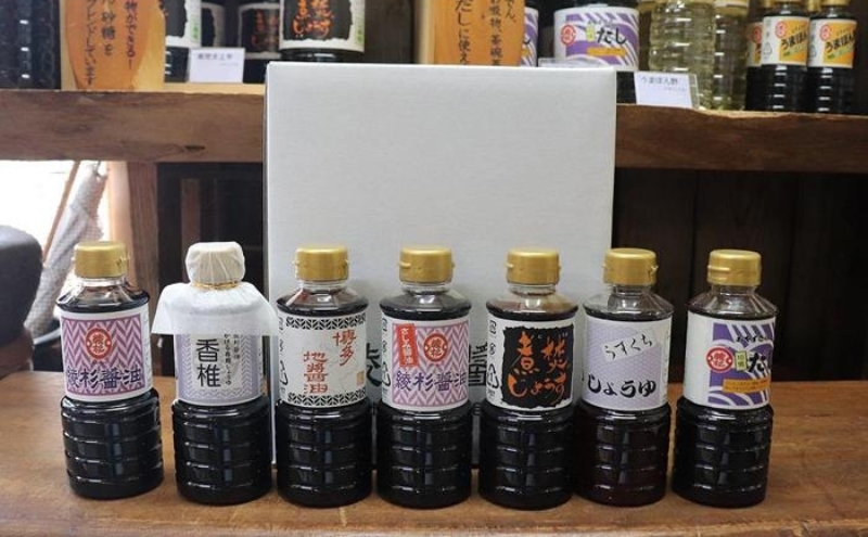 
【福岡市香椎の老舗醤油屋】ミニサイズ調味料７本セット
