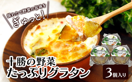彩り野菜がゴロゴロ「十勝の野菜たっぷりグラタン」 200g×3個入り（冷凍）【 グラタン 惣菜 おかず 野菜 じゃがいも にんじん かぼちゃ ブロッコリー 冷凍 簡単調理 北海道 十勝 幕別 】