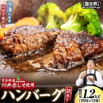 ふるさと納税 宮古市 【訳あり】赤しそハンバーグ1.2kg　国GI認証「川井赤しそ」