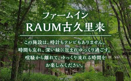 ＜ファーム・インRAUM古久里来＞1泊2食 ペア宿泊券／宿泊 チケット 人気 おすすめ 内子町【うちこグリーンツーリズム協会】 [BKAK002]