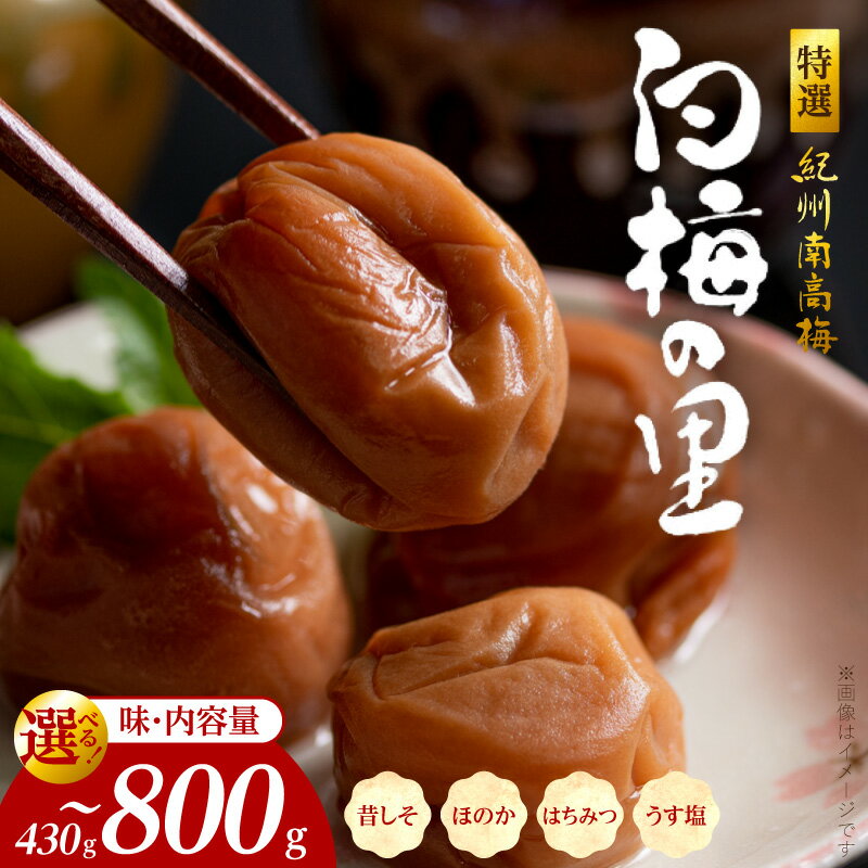 【ふるさと納税】特選 紀州南高梅 梅干し 白梅の里 選べる お味 昔しそ ほのか はちみつ うす塩味 内容量 430g ～ 800g 梅干 紀州 南高梅 しそ梅干 紫蘇 うす塩 減塩 塩分控えめ はちみつ梅 食品 お取り寄せ 和歌山県 湯浅町 送料無料
