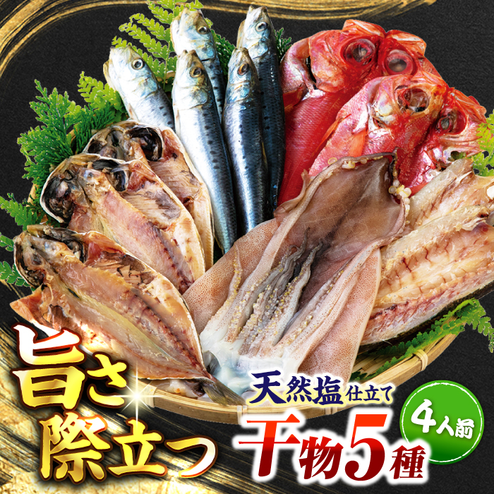 漁師町佐島 干物詰め合わせ5種 4人前セット キンメ鯛 アジ カマス イワシ イカ 干物セット 人気 干物 個包装  横須賀 冷凍干物 厳選干物 人気干物 干物セット 個包装干物 【石川水産】 [AKCX004]