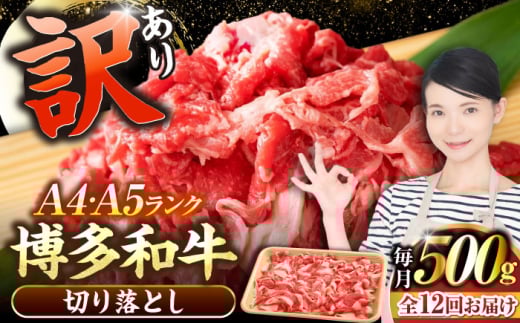 【全12回定期便】【訳あり】【A4〜A5ランク】博多和牛 切り落とし 500g《豊前市》【株式会社木村食品】国産 黒毛和牛 牛丼 肉じゃが [VDZ047]