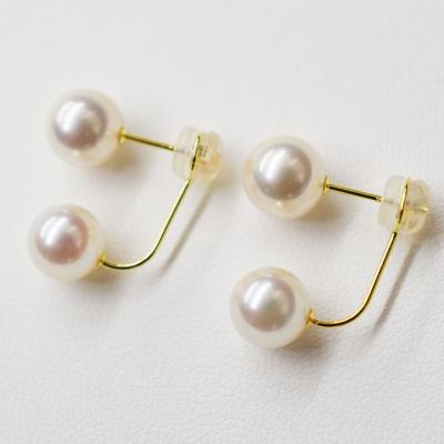 ふるさと納税 天草市 天草産 7.5-8mm 18K ホワイト ピンク あこや真珠 ピアス L字 ダブル_S085-205 |  | 01