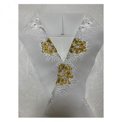 ふるさと納税 伊丹市 半衿　白地に白とゴールドの花丸紋の刺繍 [54030320]