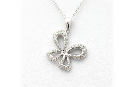 ネックレス プラチナ PT900 ダイヤモンド 0.2ct 蝶 ちょうちょ リボンモチーフ ペンダント【f087-pt】