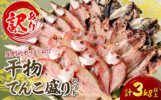 訳あり 干物てんこ盛りセット 3kg以上 干物 セット 詰め合わせ 訳アリ 規格外 不揃い 冷凍 贈答 【033_1790】