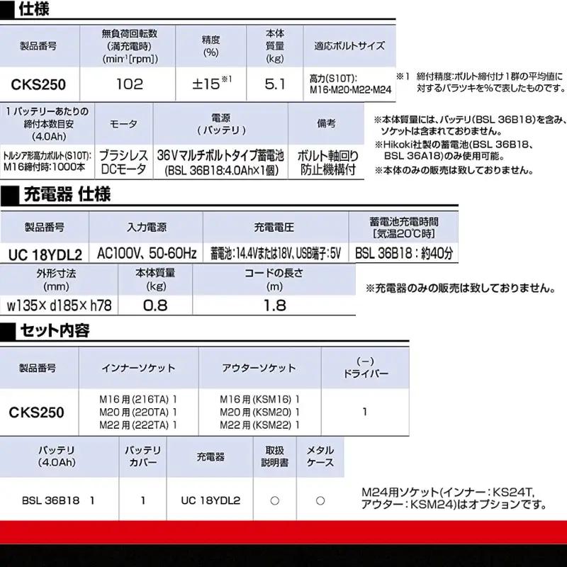 TONE トネ 1次締め専用レンチ コードレス建方一番 ( トルシアボルト用 )  ( CKS250 ) 15001-40000399