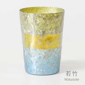 チタン二重タンブラー 木肌 ビアロック (若竹) 400ml