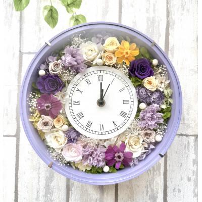 ふるさと納税 豊能町 プリザーブドフラワー　花時計　紫