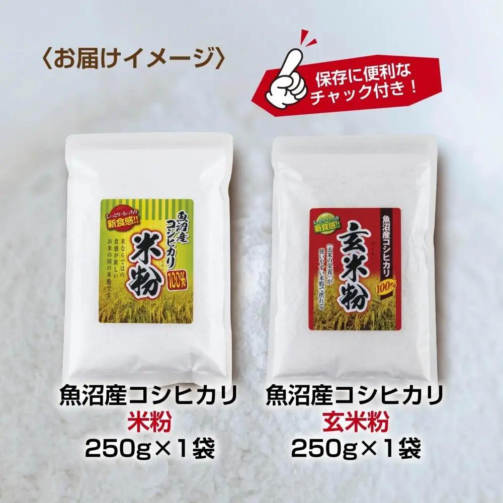 新潟県産 米粉 玄米粉 セット 各250g 計500g  魚沼産 コシヒカリ 白米粉 アレルギー グルテンフリー GABA お取り寄せ 製菓 パン作り 製菓 送料無料 コパフーズ 新潟県 南魚沼市