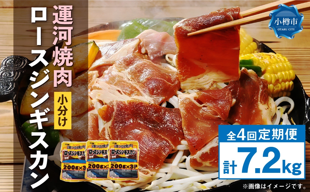 
                  【 定期1ヶ月毎4回 】 運河焼肉 ロース ジンギスカン 【 小分け 】 200g × 9袋 計1.8kg お肉 肉 ニク にく 羊 タレ マトン 厚切り ジンギスカン鍋 ホットプレート 唐揚げ 定期配送 定期便
                