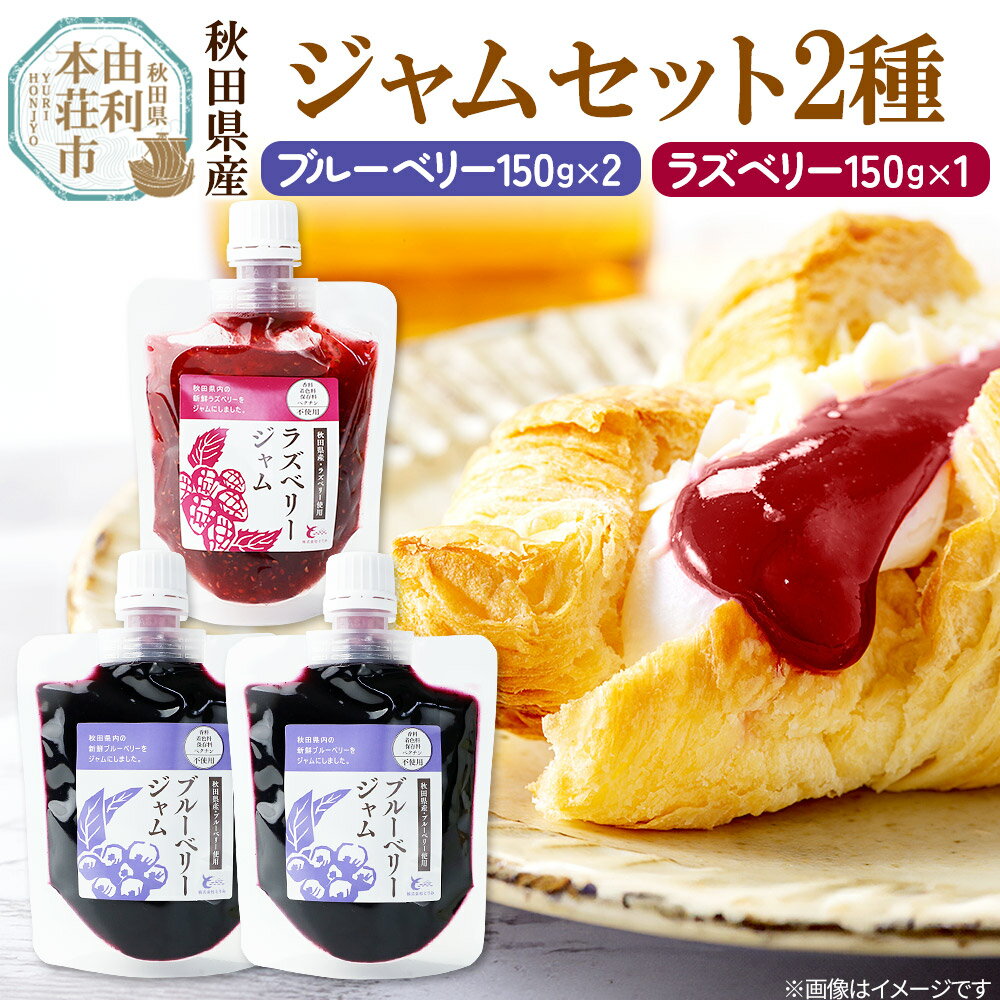 【ふるさと納税】とりみ ブルーベリーとラズベリージャムセット 合計450g（ブルーベリージャム150g×2パック、ラズベリージャム150g×1パック) クロネコゆうパケット [手作りジャム 無添加 秋田 ブルーベリー ラズベリー ジャム]