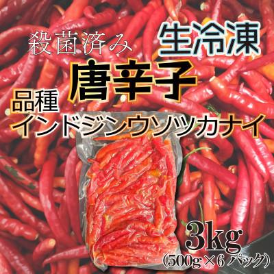 ふるさと納税 登米市 宮城県登米市産 唐辛子 品種インドジンウソツカナイ 3kg(500g×6P)　殺菌後急速冷凍 業務用