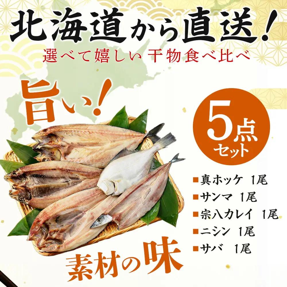 ふっくらやわらか 干物 5点セット 真ホッケ サンマ カレイ ニシン サバ 秋刀魚 宗八鰈 鰊 鯖 海鮮 ほっけ 送料無料 北海道 弟子屈町 2522