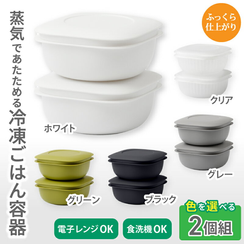 【ふるさと納税】蒸気であたためる冷凍ごはん容器　2個組【5色から好きなカラーを選べる】/ 奈良県 葛城市 容器 プラスチック ライクイット 冷凍ご飯 ザル型【like090】