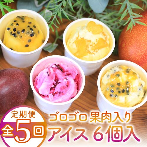【ふるさと納税】＜お届け回数が選べる＞ゴロゴロ果肉入り4種のプレミアムアイス(120ml×6個入・マンゴー・パッション・ドラゴン・パッションシャーベット／1回 or 5回お届け) アイス アイスクリーム シャーベット 詰め合わせ お取り寄せ 送料無料 【かめや マンゴーの森】