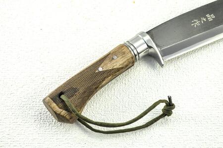 曲がり焚き火鉈 黒両刃【ステンツバ輪】 [柄角度/標準型]