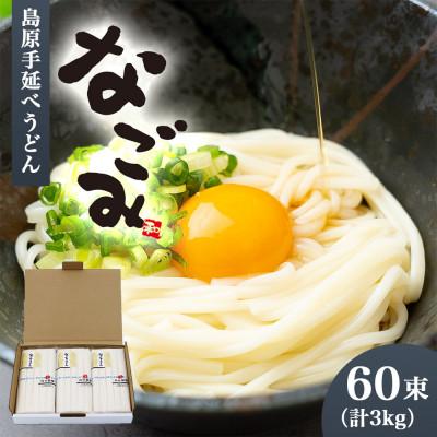 ふるさと納税 南島原市 長崎県産 島原手延べうどん なごみ 3kg(50g×60束)【厚生労働大臣認定製麺技能士がつくる】