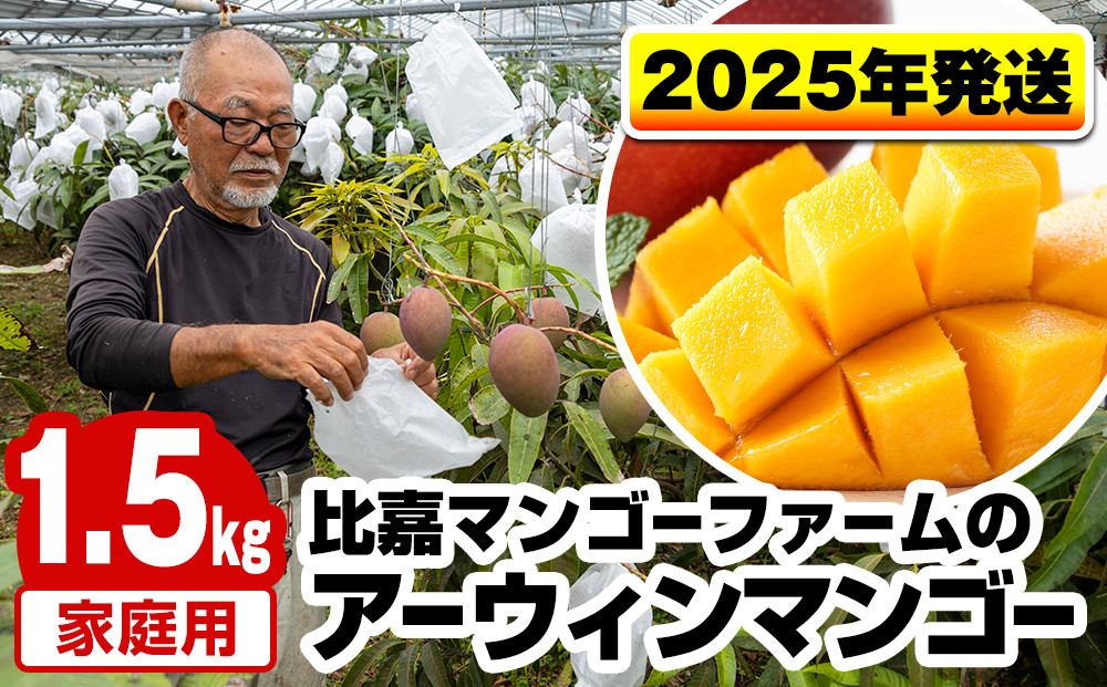 
【2025年発送】比嘉マンゴーファームのアーウィンマンゴー　家庭用1.5kg
