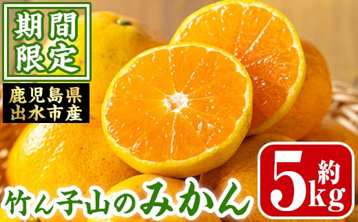 i1178 ＜先行予約受付中！2026年9月下旬より順次発送予定＞≪数量・期間限定≫いずみ産 竹ん子山の早生みかん(約5kg) 鹿児島 国産 九州産 みかん ミカン 蜜柑 柑橘 くだもの フルーツ 果実 早生 【イーサイドライン】