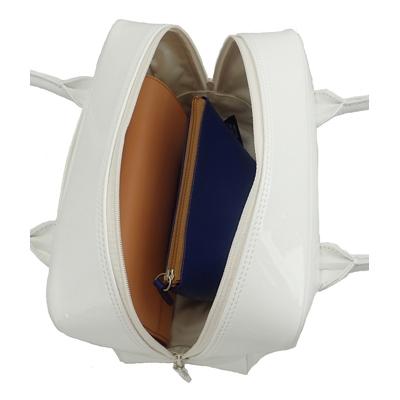 ふるさと納税 御代田町 【濱野皮革工藝のセレブミニボストンバッグ】華やかなかわいらしいボストンバッグです。(ホワイト) |  | 03