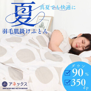 【洗える】洗濯可能な羽毛肌掛け布団シングル日本製軽量夏用ダウンケット/北欧柄丸柄ベージュ抗菌防臭【1509985】