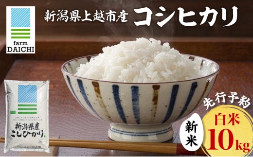 先行予約 令和8年 新米 新潟県上越市産 コシヒカリ 10kg （5kg×2袋）お米 コメ こしひかり ふぁーむ大地