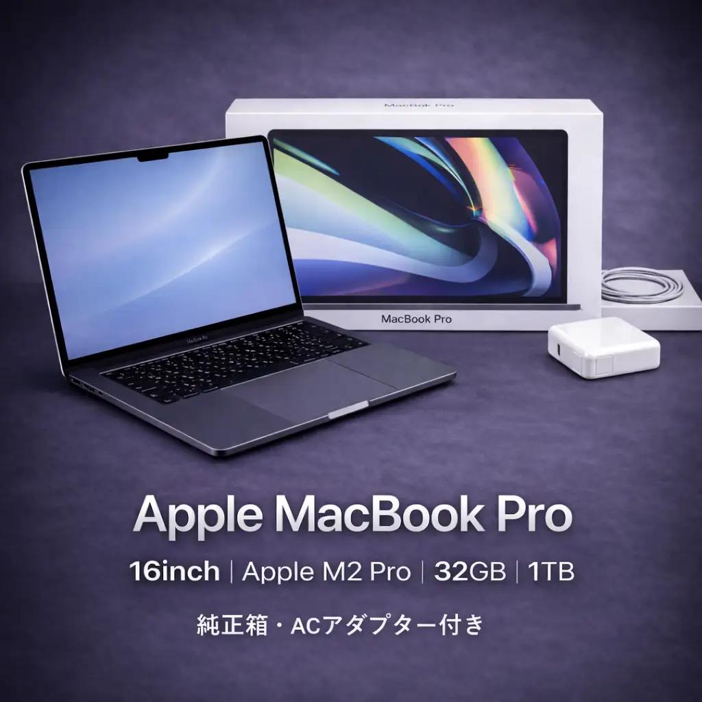 【厳選整備済｜法人リースアップ品】MacBook Pro 16インチ M2 Pro/ 32GB / 1TB｜★美品・動作確認済｜★化粧箱付き【現品限り】｜930-01