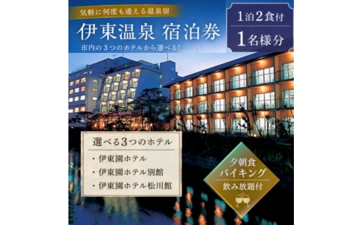 伊東園ホテル・伊東園ホテル別館・伊東園ホテル松川館　ご宿泊券1泊2日2食付き(1名様分:GAタイプ)【1044937】