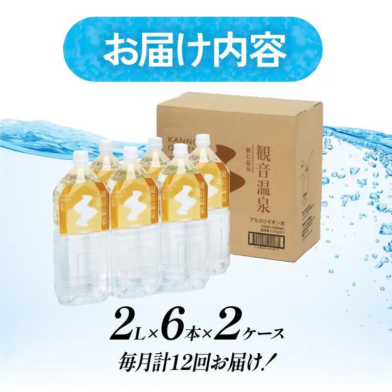 飲む温泉観音温泉2L(6本入)2ケース定期便1年間（毎月）