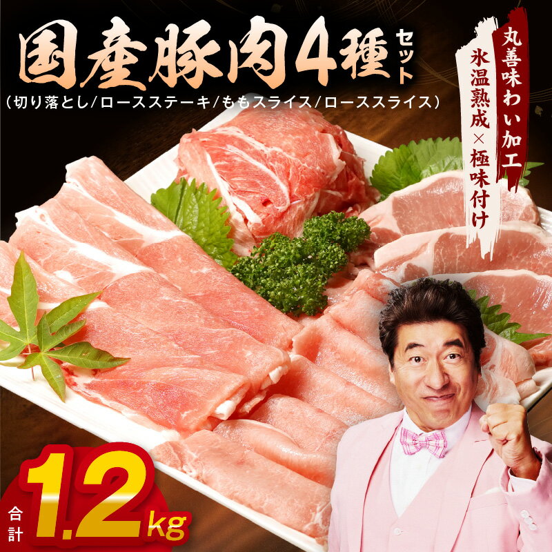 【ふるさと納税】【訳あり】 国産 豚肉 4種 食べ比べ 合計 1.2kg（切り落とし/ロースステーキ/ももスライス/ローススライス）小分け 訳あり 【丸善味わい加工】 氷温熟成豚 熟成肉 氷温熟成 作り方 ふるさと納税オリジナル 限定 泉佐野市 送料無料 肉の泉佐野