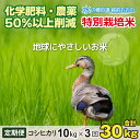 【ふるさと納税】【令和6年産 新米】【3ヶ月定期便】こしひかり 10kg × 3回 計30kg【白米】減農薬・減化学肥料 「特別栽培米」−地球にやさしいお米−[D-003001]