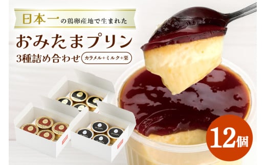 おみたまプリン3種詰合せ 12個入り カラメル＆ミルク＆栗 白箱 プリン カラメル ジュレ ミルク 栗 くり ぷりん スイーツ 高級 詰め合わせ ギフト 内祝い お取り寄せ 取り寄せ 平飼い卵 こだわり 濃厚 高級プリン 贈り物 プレゼント ご褒美 お返し 茨城県産