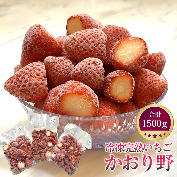 【ふるさと納税】No.728 冷凍完熟いちご［かおり野］500g×3P　真空パック　ヘタなし ／ 苺 真空パック 冷凍イチゴ いちごジャムや削りいちごなどに かおり野 送料無料 茨城県