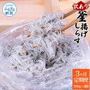 【ふるさと納税】＜3ヶ月定期便＞訳あり 釜揚げシラス 500g×2個 定期便 定期コース 3ヶ月 しらす シラス 釜揚げ 新鮮 塩分控えめ 離乳食 わけあり ワケあり 不揃い しらす丼 海鮮丼 お茶漬け ごはん 冷凍配送 海鮮 ふるさとのうぜい 故郷納税 27000円 返礼品 高知県 高知