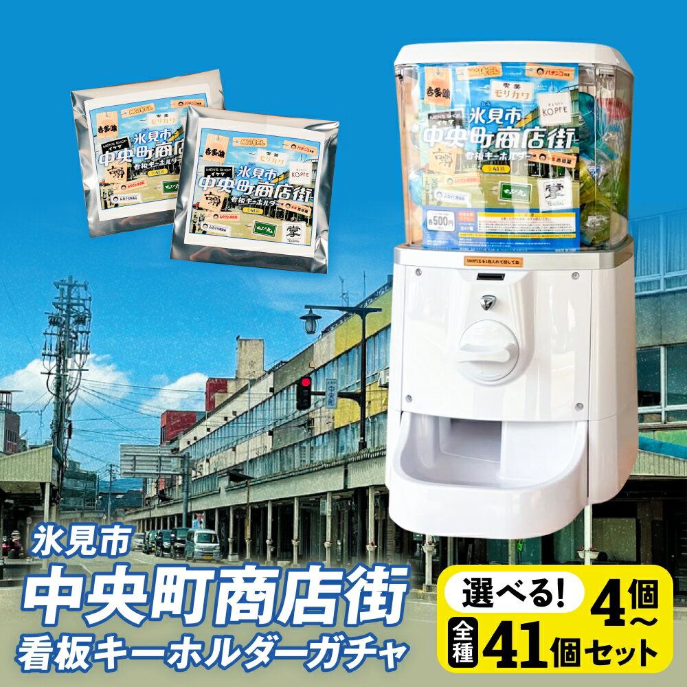 【ふるさと納税】 氷見市中央町商店街看板キーホルダーガチャ 選べる ［ 4個 - 41個 セット ］ キーホルダー ストラップ ガチャガチャ トレーディング 看板 富山県 氷見市 レトロ
