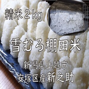 令和7年 新潟県産 棚田米 新之助 精白米 2kg 2キロ 雪中貯蔵 雪むろ しんのすけ 精米 お米 こめ 新潟 上越 米 送料無料