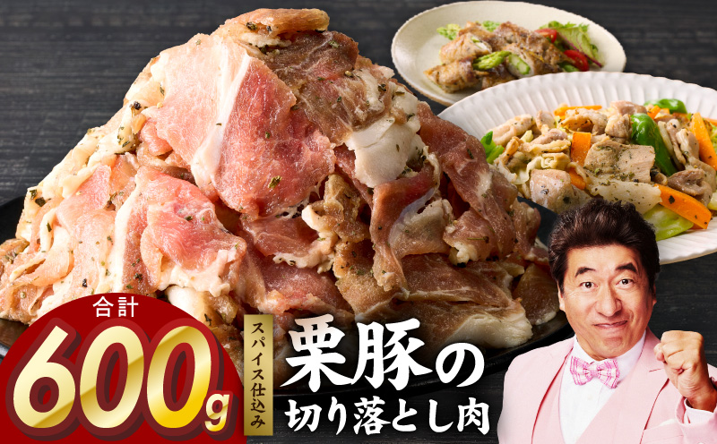 栗豚 切り落とし 600g【オリジナルスパイス仕込み 小分け 300g×2P 豚肉 焼くだけ お試し 普段使い 大阪 泉佐野 大阪府 泉佐野市】