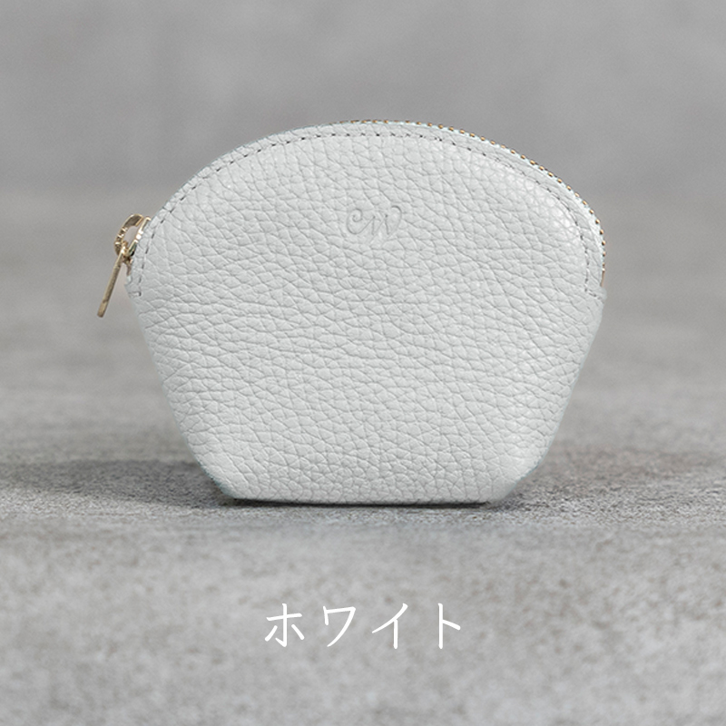 本革 ラウンドミニポーチ 日本製 レザー 革製品 小物 収納 Liete WH-20 ホワイト ホワイト